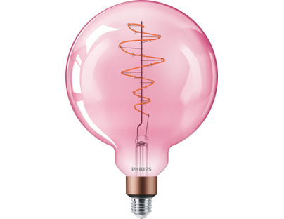 Philips - Led E27 Classique Géant Rose 4.5W Blanc Chaud Extra Dimmable