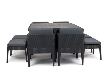 Keter - Columbia Dining Set (4 scaune & 4 mese laterale)