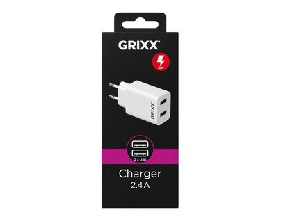 Grixx GROPADUSB01 - Cargador Dual Usb 220V